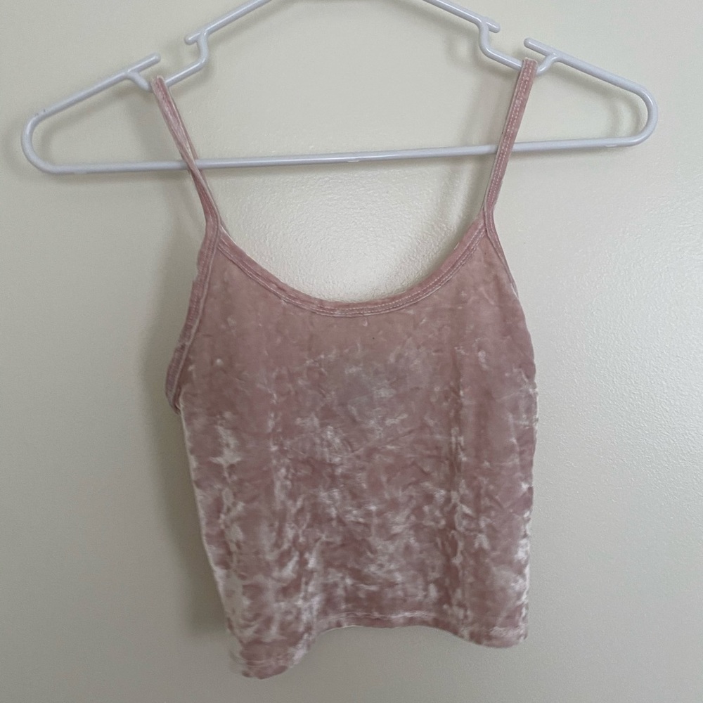 Light Pink Velvet Crop Cami